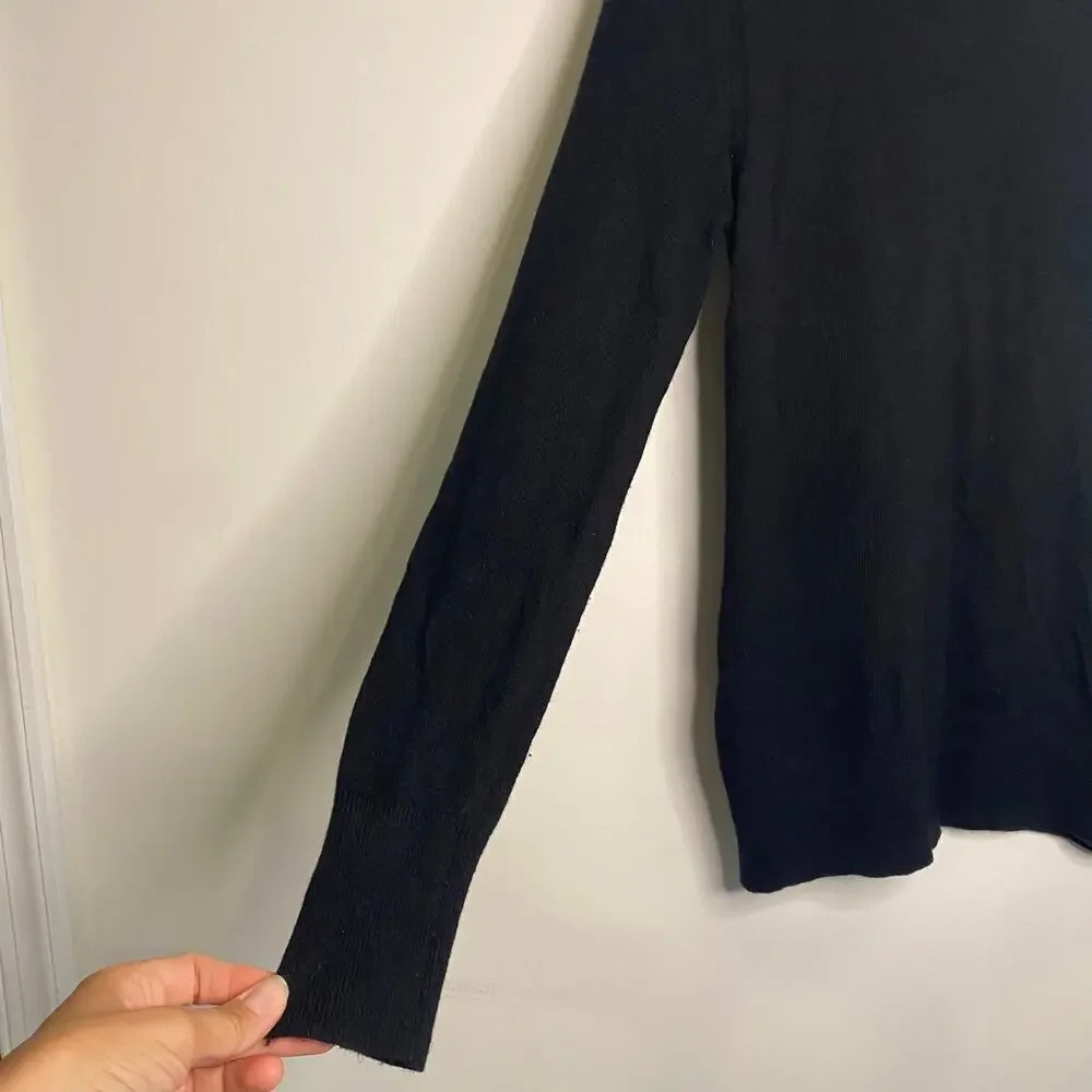 Mens‎ Banana Republic Black Sweater Italian Merino Wool Blend Quiet Luxury Small
